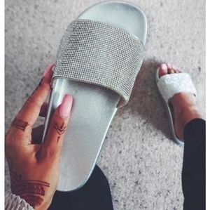 Silver sparkley sliders